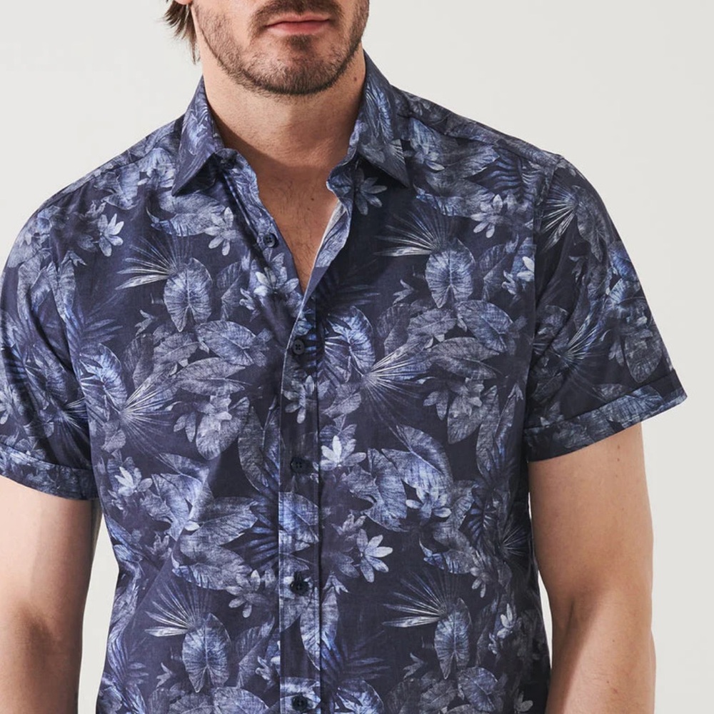 Patrick Assaraf Leaf Pattern Short Sleeve Shirt m… - image 2